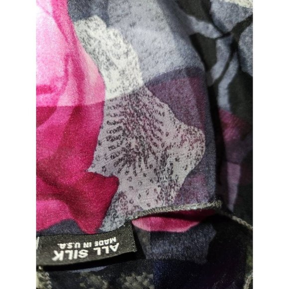 Vintage Cejon All Silk Pink Roses Flowers Hand Turned edges and Hem Neck Scarf - Picture 5 of 5